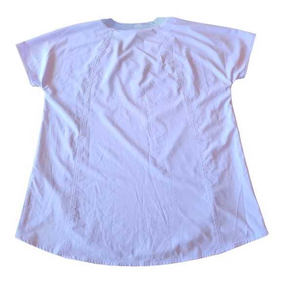 Athleta periwinkle Zephyr v-neck stretch short sleeve curved hem top S - Picture 3 of 13